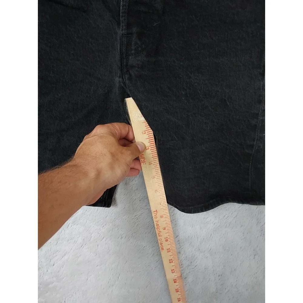 Levis 501 Jean Shorts Mens 30 Denim Button Fly Jorts Black Cotton Stretch